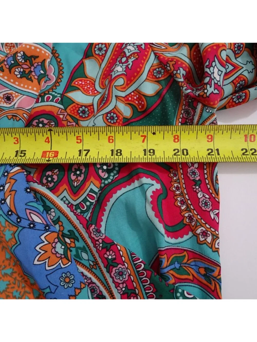 Shein Paisley Long Sleeve Faux Wrap Blouse Women Size M 6 Multicolor Blue Green - Picture 8 of 12
